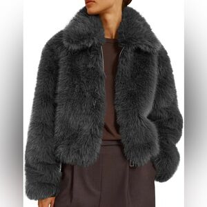 Elegant Faux Fur Jacket - Gray | NWOT